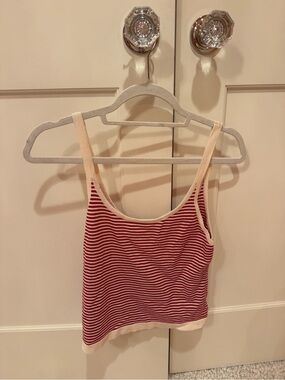 Edikted Red & Cream Striped Ribbed Tank
